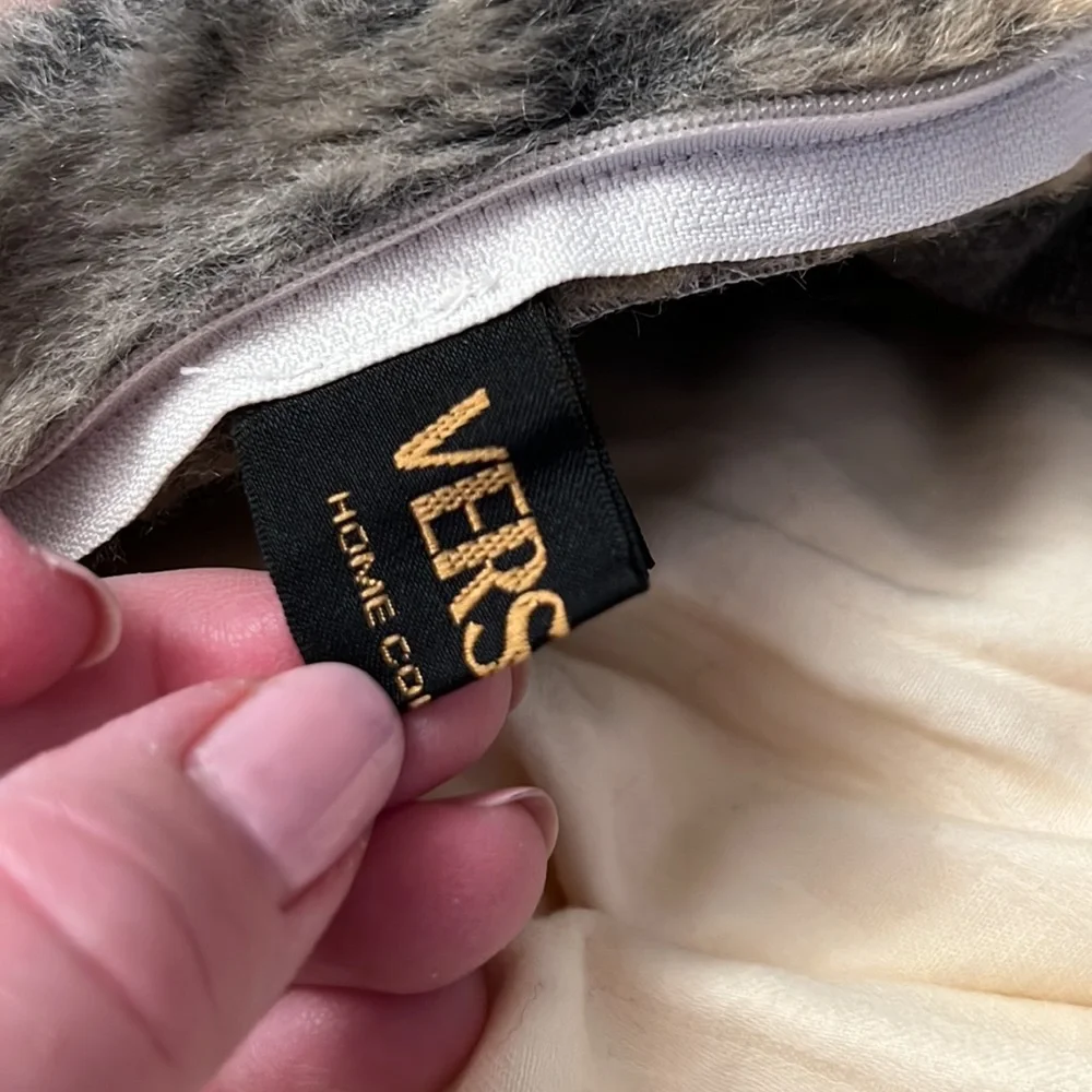 VERSACE HOME COLLECTION Decorative Pillow Fake Fur with a rip Size 24”x14” - Picture 5 of 12